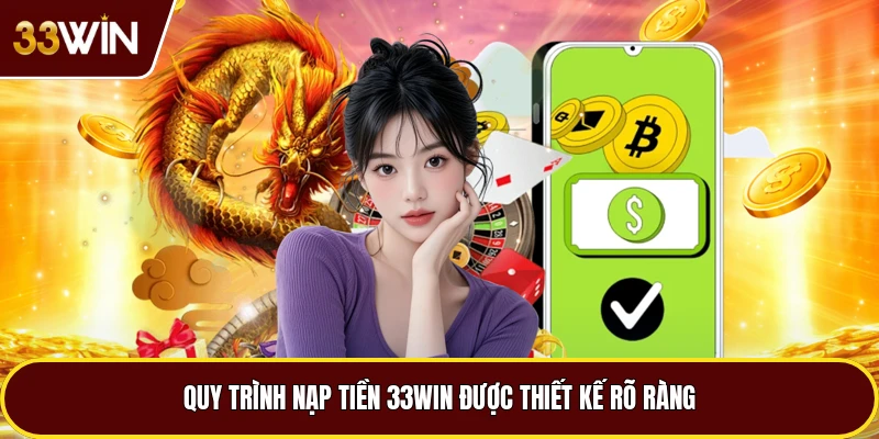 Quy trình nạp tiền 33win được thiết kế rõ ràng